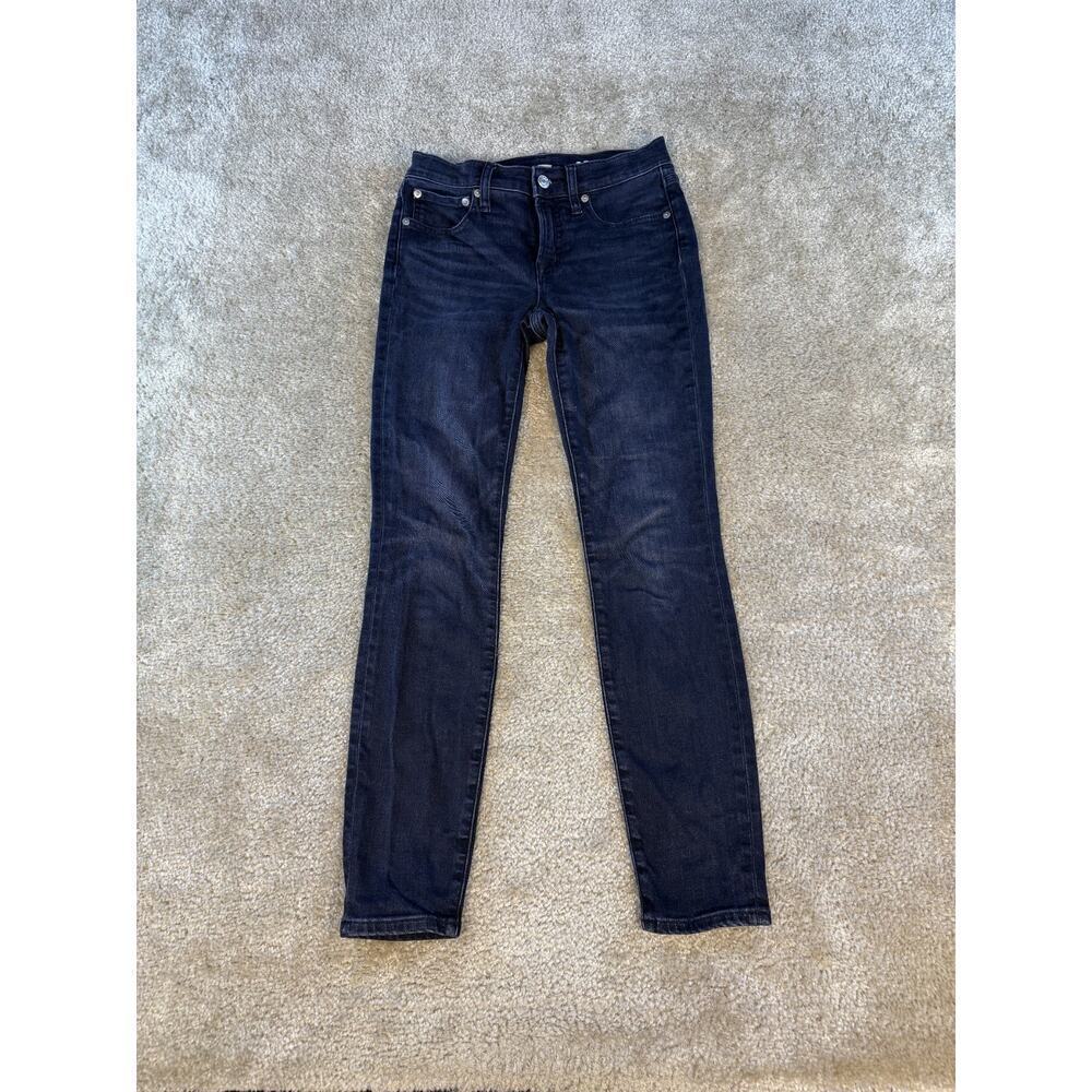 J Crew Women Jeans 8" Toothpick Skinny Mid Rise 27 x27 Dark Wash Stretch D251